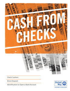 Check Cashers Direct Deposit Identification to Open a Bank Account