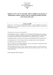 affiliation agreements of independent retailers and the terms for