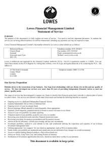 Lowes Financial Management Limited Statement of Service