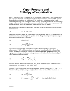 Vapor Pressure and Enthalpy of Vaporization