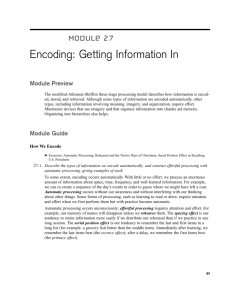 Encoding: Getting Information In