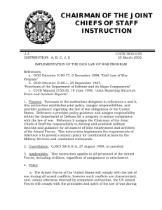 cjcsi 5810.01b, implementation of the dod law of war program