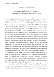 Horizontal and Vertical Themes in Joan Didion's Memoir