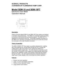 Model SEM-10 and SEM-10FT Electronic Flow Meter Operation