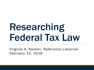 Federal Tax Research for Low Income Taxpayer Clinic