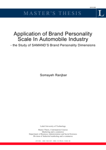 MASTER'S THESIS Application of Brand Personality Scale In