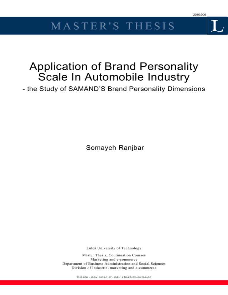 brand personality thesis