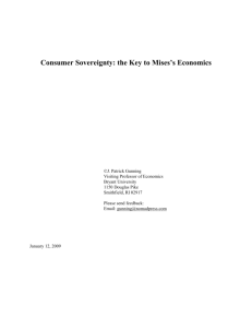 Consumer Sovereignty: the Key to Mises's Economics (revised)