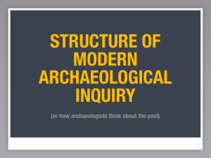 Lecture 3 – Structure of Modern Archaeological Inquiry
