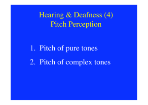 Pitch Perception 1. Pitch of pure tones 2. Pitch of complex tones