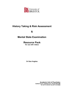 Resource pack for history taking and the mental state examination