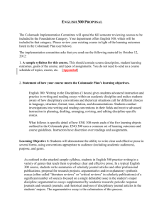 ENGLISH 300 PROPOSAL The Colonnade Implementation