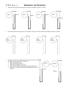 P 13.1 A (pg 1 of 2) Manometers and Barometers