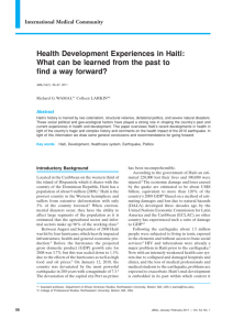 Health Development Experiences in Haiti: What can be learned from