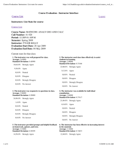 Course Evaluation - Instructor Interface Course List