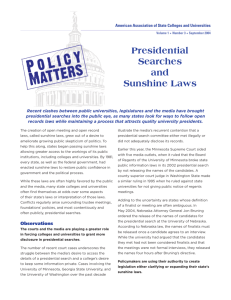 Presidential Searches and Sunshine Laws