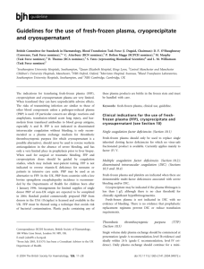 Guidelines for the use of fresh‐frozen plasma, cryoprecipitate and