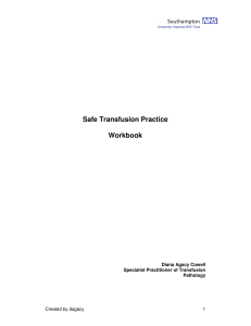 Safe Transfusion Practice Workbook