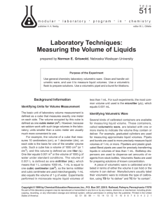 Laboratory Techniques: Measuring the Volume of
