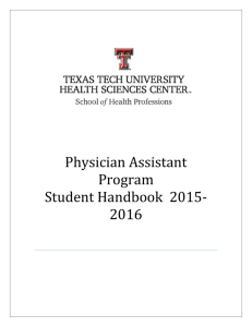 Physician Assistant Program Student Handbook 2015-2016