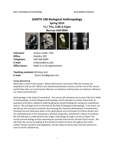 GANTH 196 Biological Anthropology