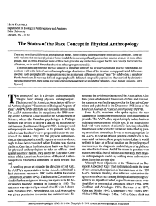 The Status of the Race Concept in Physical Anthropology