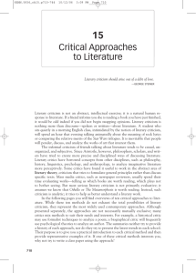 Critical Approaches to Literature - Prof. Mitch's English Comp Courses