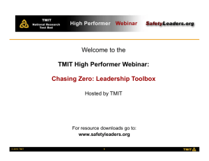 Welcome to the TMIT High Performer Webinar: Chasing Zero