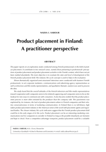 Product placement in Finland: a practitioner perspective