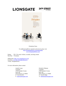 Production Notes - Lionsgate Publicity