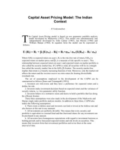 Capital Asset Pricing Model The Indian Context