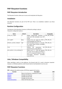 PHP Filesystem Functions PHP Filesystem Introduction The
