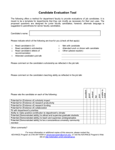 Candidate Evaluation Tool - Montana State University