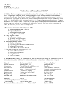 U.S. History Mr. Detjen Ch. 23 Reading/Study Guide “Modern Times