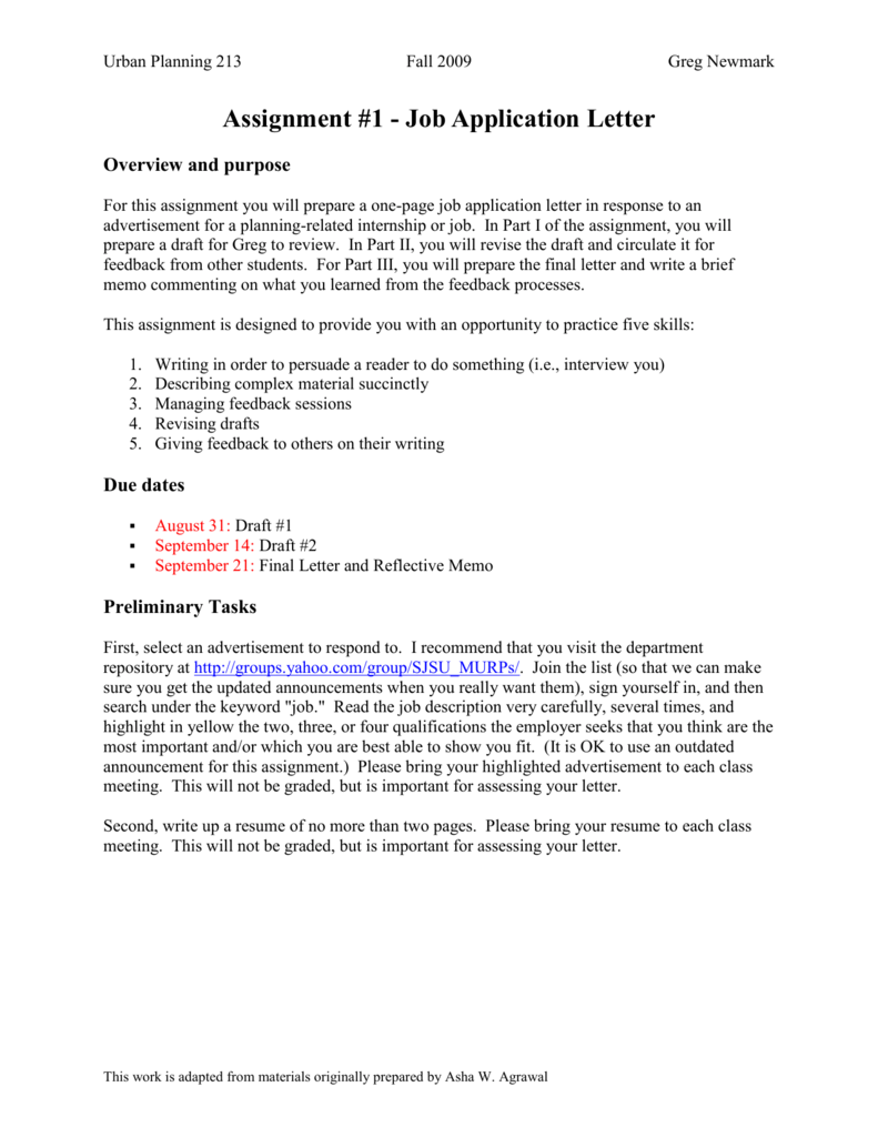 Job application letter for advertised position