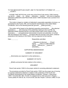 Suppression, Motion 4th amm violation