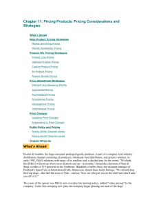 Chapter 11: Pricing Products: Pricing Considerations and