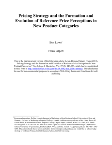 Pricing Strategy and the Formation and Evolution of Reference Price