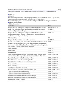 Keyboard shortcuts for Microsoft Publisher