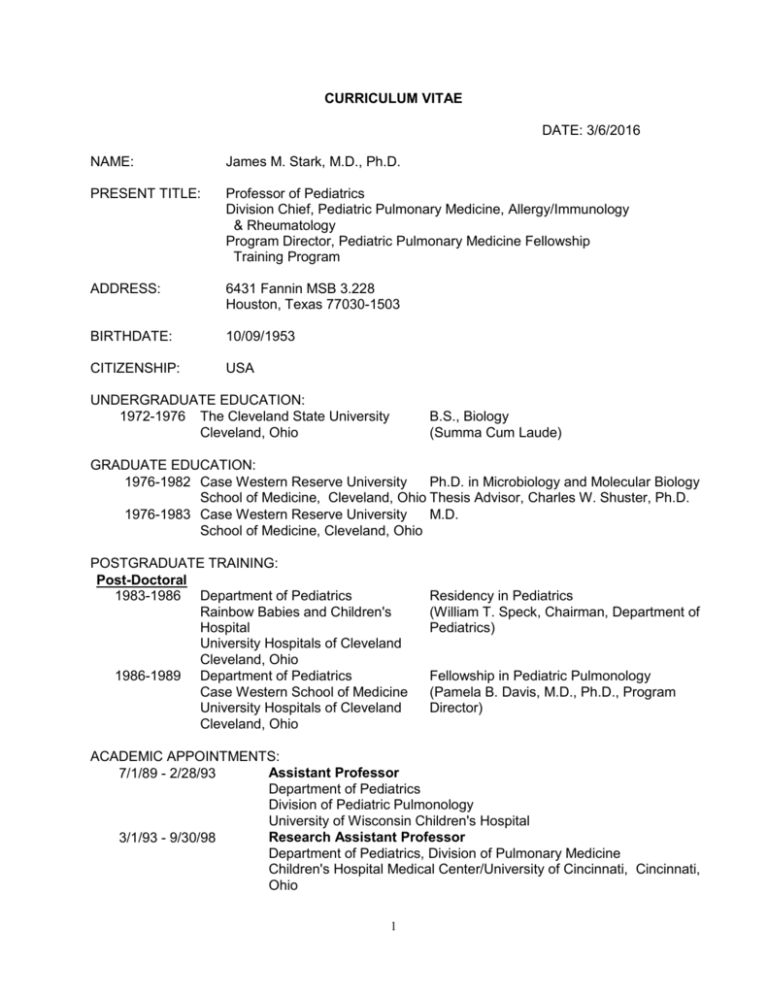 My CV University Of Texas