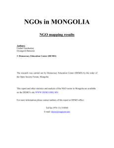 NGOs in Mongolia – NGO Mapping results