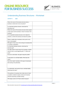 Understanding business structures worksheet