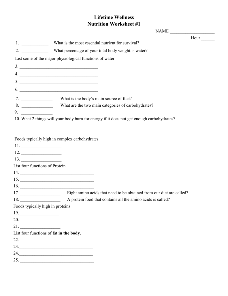 Section 38 1 Food And Nutrition Worksheet Answers