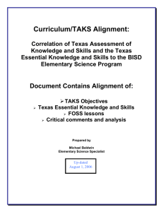 Texas Assessment of Knowledge and Skills Objective 1
