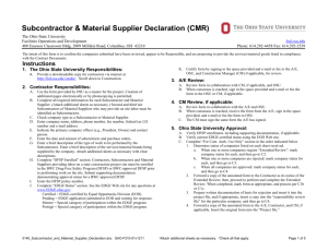 Subcontractor & Material Supplier Declaration (CMR)