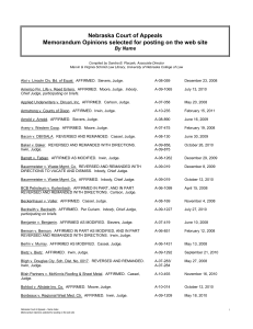 Unpublished Opinions of the Nebraska Court of Appeals