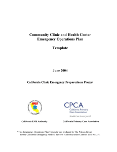 Clinic EOP Template Outline - California Primary Care Association