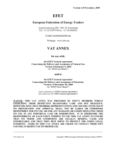 VAT Annex to EFET gas & Power General Agreements