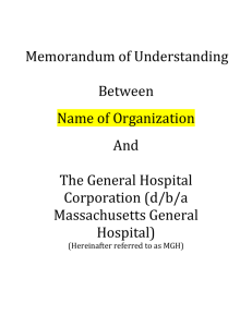 Memorandum of Understanding - Massachusetts General Hospital