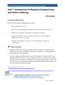 introduction to resident-centered care and active listening